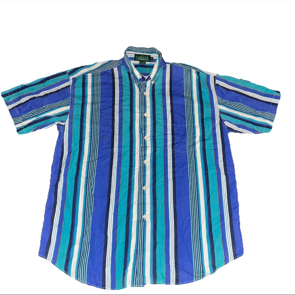 Vintage Gallop Button Down Shirt Adult XLarge Multicolor Striped Collared Shirt